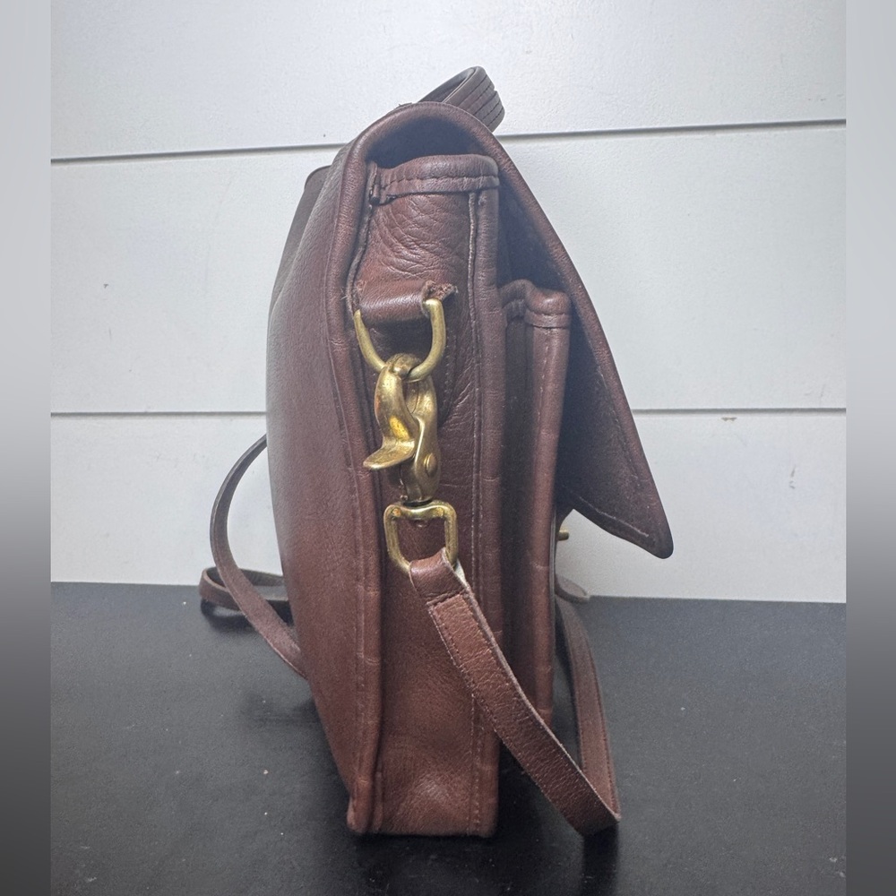 Vintage Coach Station Bag 5130 Brown Leather Crossbody Turnlock Bag 90s Classic - Picture 5 of 16